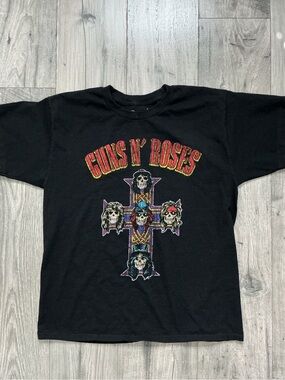 Bravado Black Guns N' Roses Graphic Tee with Multicolor Cross